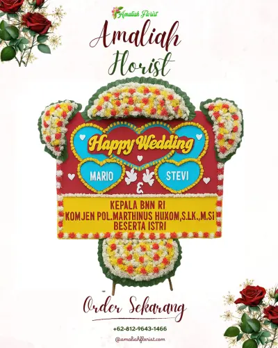 Karangan Papan Bunga Pernikahan di Mundu